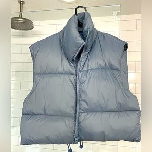 Blueish Grey cropped puffer vest